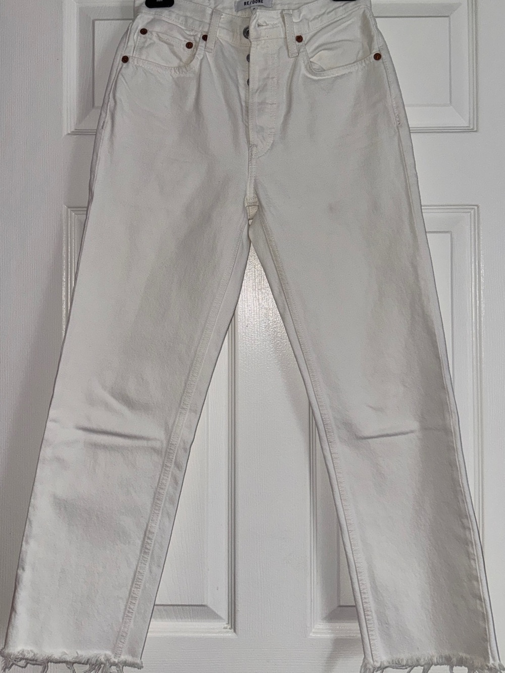 Re/done woman’s White Straight-Leg Jeans